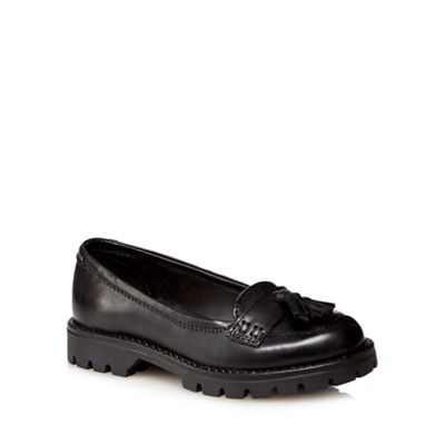 Girls' black leather school shoes